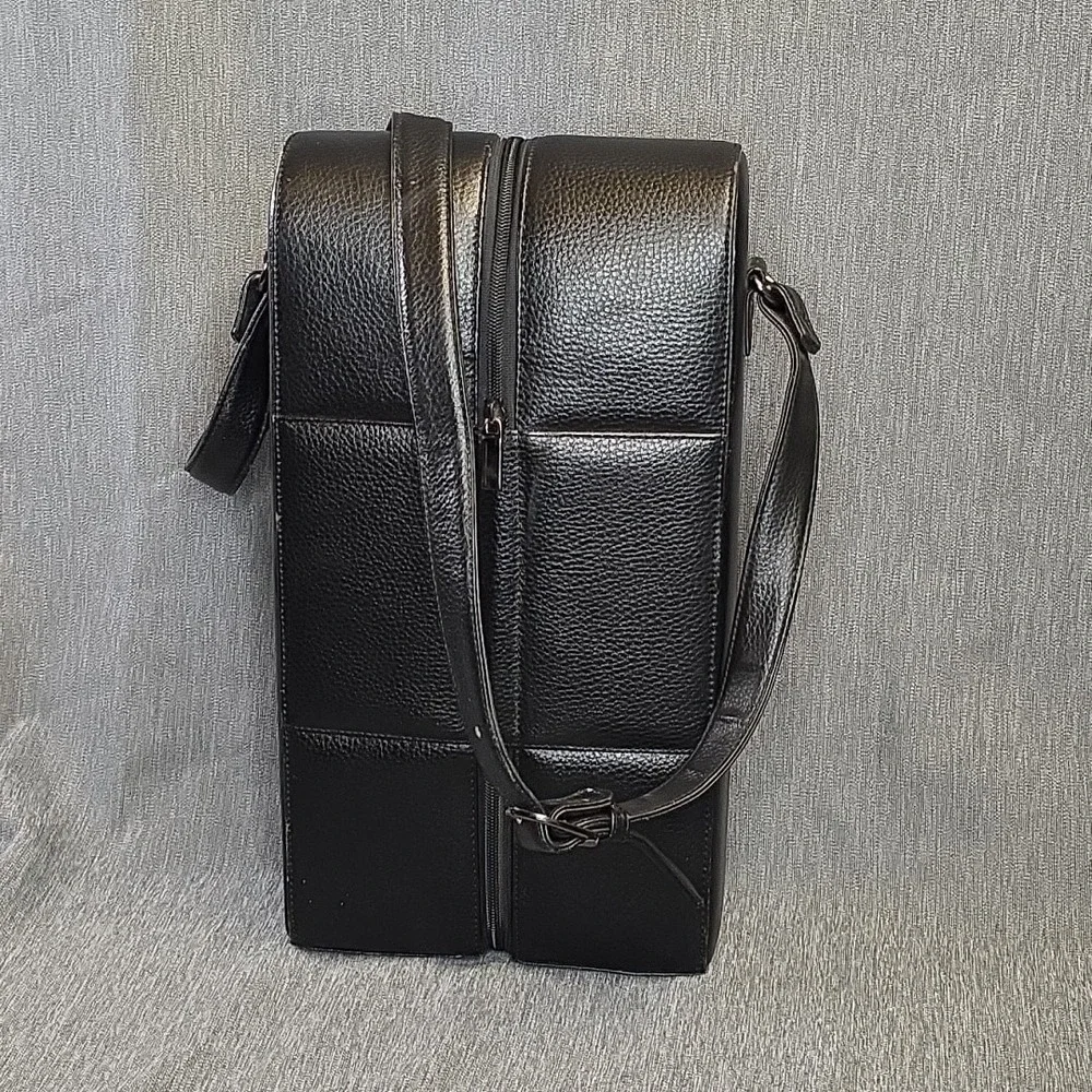 Vintage Leather And Velvet Double Wine‎ Bottle Carrying Case Classy Outing...